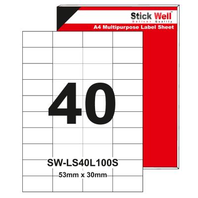 PRODUCT LABELS 53mm X 30mm SIZE 40 LABEL PER SHEET