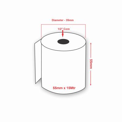 55mm x 15Mtr Thermal Paper POS Rolls for ATM & Swipe Machines