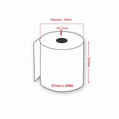 57mm x 30Mtr Thermal Paper POS Rolls for Petrol Pump & Swipe Machines
