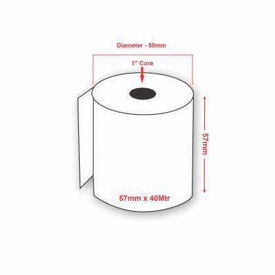 57mm x 40Mtr Thermal Paper POS Rolls 1" Inch Core  for Cash Regi