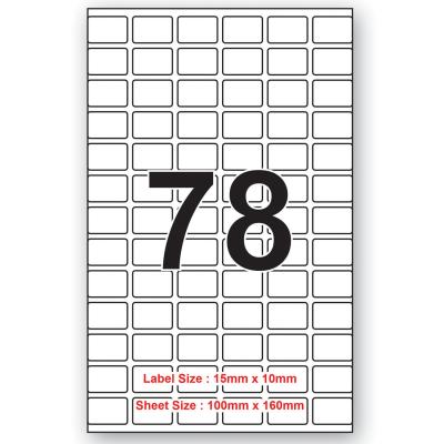 15mm x 10mm   78 Label Per Sheet 100 sheet Packing