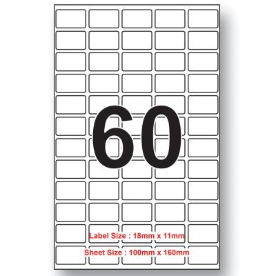 18mm x 11mm size 60 Labels per sheet