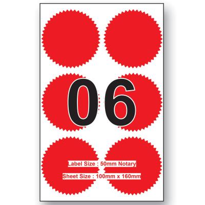 48mm x 48mm Notary Seal  06 Labels Per Sheet 100 sheet packing