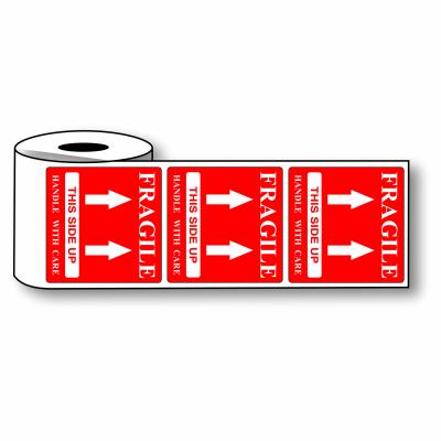 PRE-PRINTED LABEL (50mm x 50mm) FRAGILE LABELS 500 LABELS ROLL