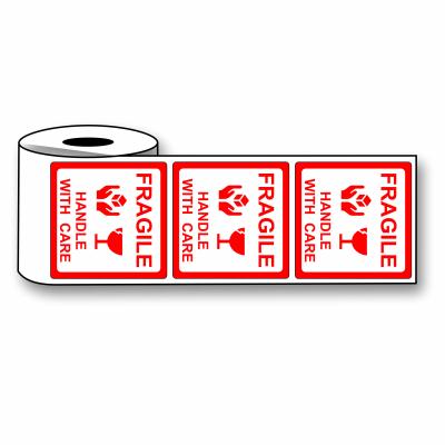 PRE-PRINTED LABEL (75mm x 75mm) FRAGILE LABELS 500 LABELS ROLL