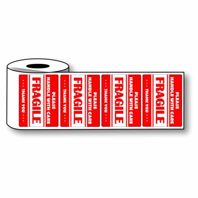 PRE-PRINTED LABEL (100mm x 75mm) FRAGILE LABELS 500 LABELS ROLL