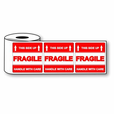 PRE-PRINTED LABEL (100mm x 100mm) FRAGILE LABELS 250 LABELS ROLL